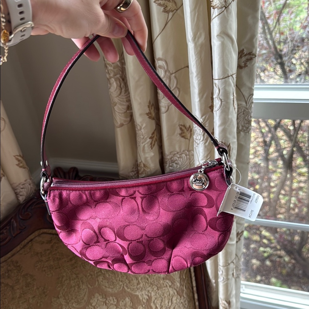Coach Pink Quilted Shoulder Bag with Silver Hardware